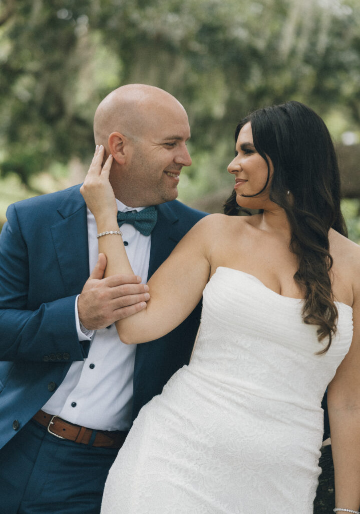 Outdoor bride and groom portraits in Charleston, SC.